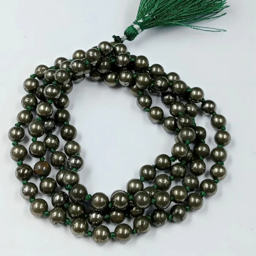 Pyrite Jaap Mala – 8MM • 108 Beads