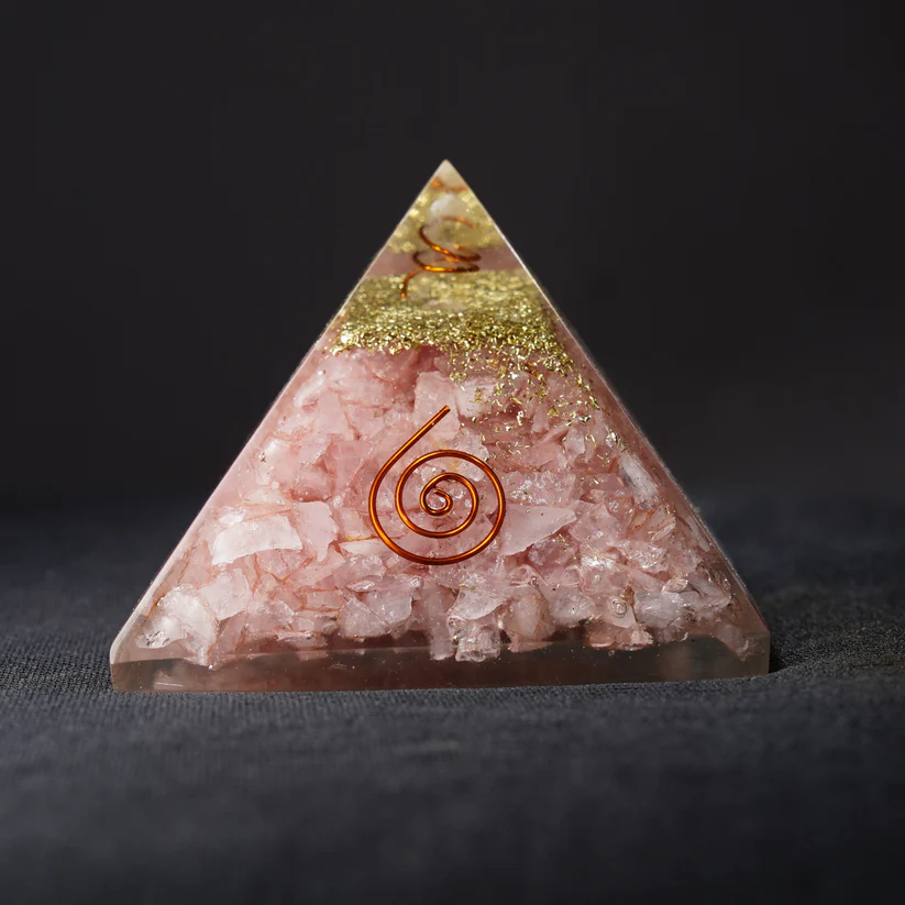 Rose Quartz Orgonite Pyramid (3x3)