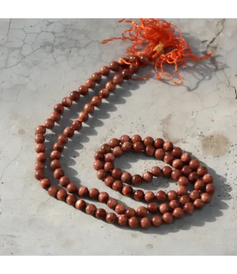 Red Goldstone Jaap Mala – 8MM • 108 Beads